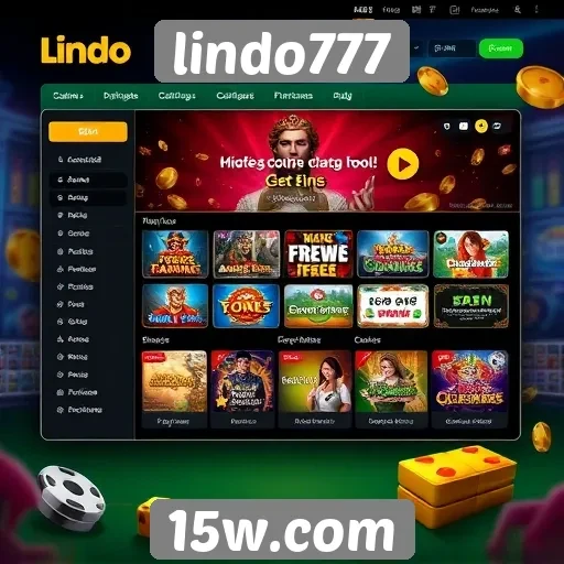 Interface do usuário do site lindo777 e sua navegação